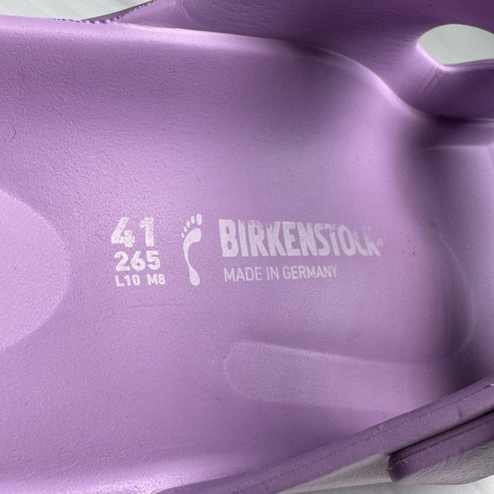 Birkenstock Arizona EVA Sandals 41 Womens 10 Mens 8 Lavender Purple White Buckle - Picture 3 of 16